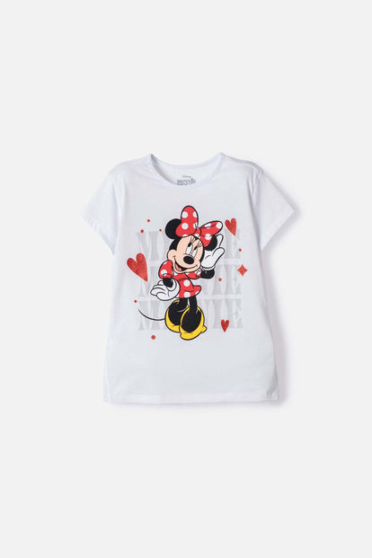 CAMISETAS DE MINNIE MOUSE MANGA CORTA BLANCO PARA NIÑA