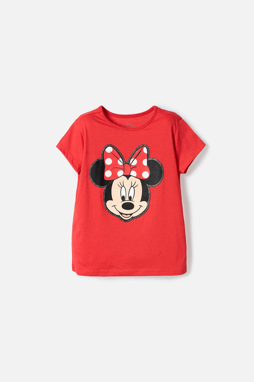 CAMISETAS DE MINNIE MOUSE MANGA CORTA ROJO PARA NIÑA