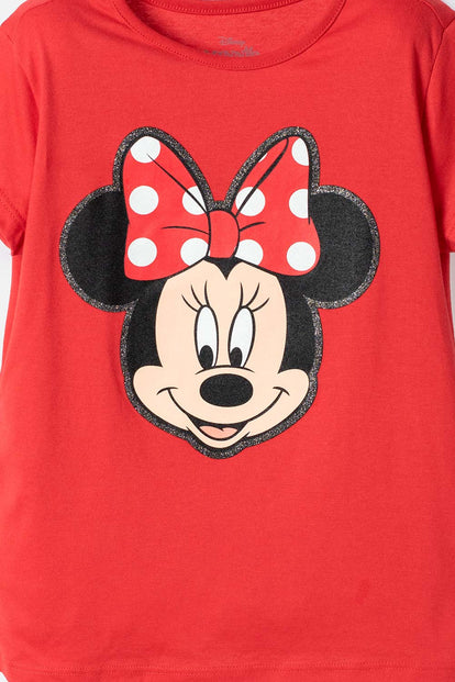 CAMISETAS DE MINNIE MOUSE MANGA CORTA ROJO PARA NIÑA