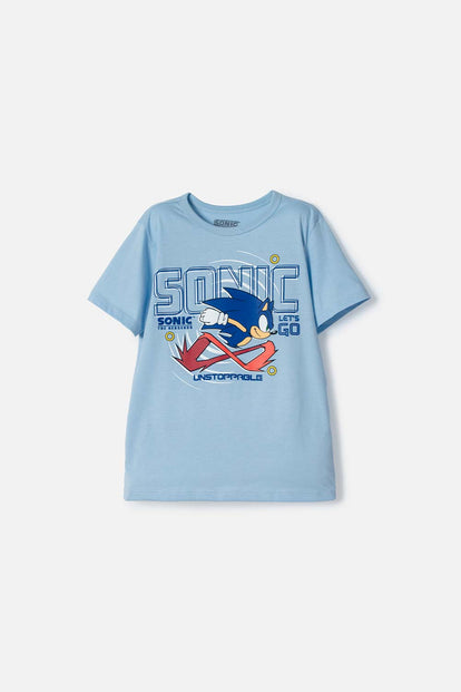 CAMISETAS DE SONIC MANGA CORTA AZUL PARA NIÑO