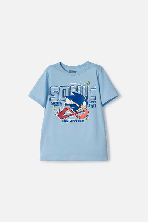 CAMISETAS DE SONIC MANGA CORTA AZUL PARA NIÑO
