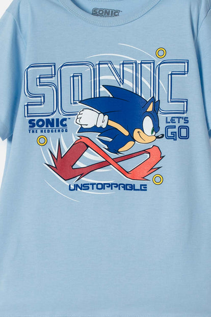 CAMISETAS DE SONIC MANGA CORTA AZUL PARA NIÑO