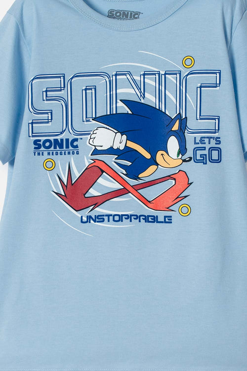 CAMISETAS DE SONIC MANGA CORTA AZUL PARA NIÑO