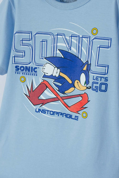 CAMISETAS DE SONIC MANGA CORTA AZUL PARA NIÑO