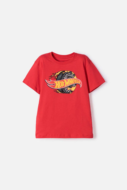 CAMISETAS DE HOT WHEELS MANGA CORTA ROJO PARA NIÑO