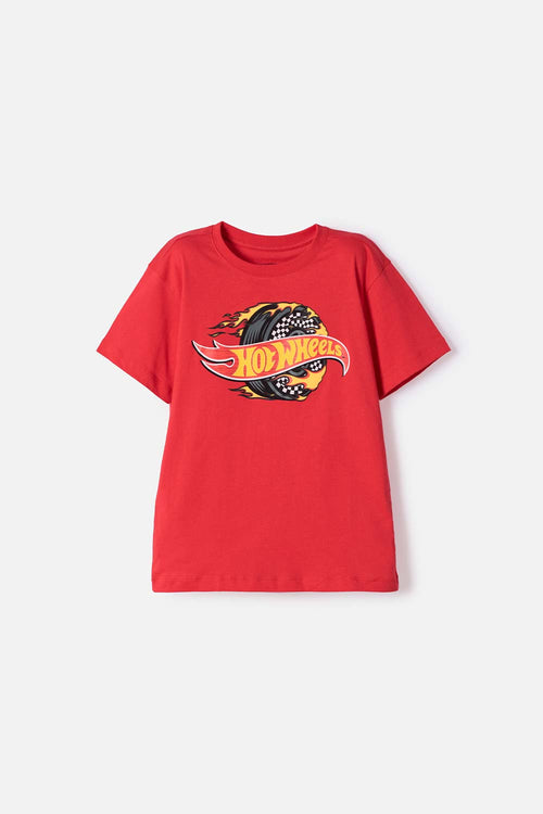 CAMISETAS DE HOT WHEELS MANGA CORTA ROJO PARA NIÑO