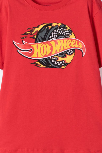 CAMISETAS DE HOT WHEELS MANGA CORTA ROJO PARA NIÑO