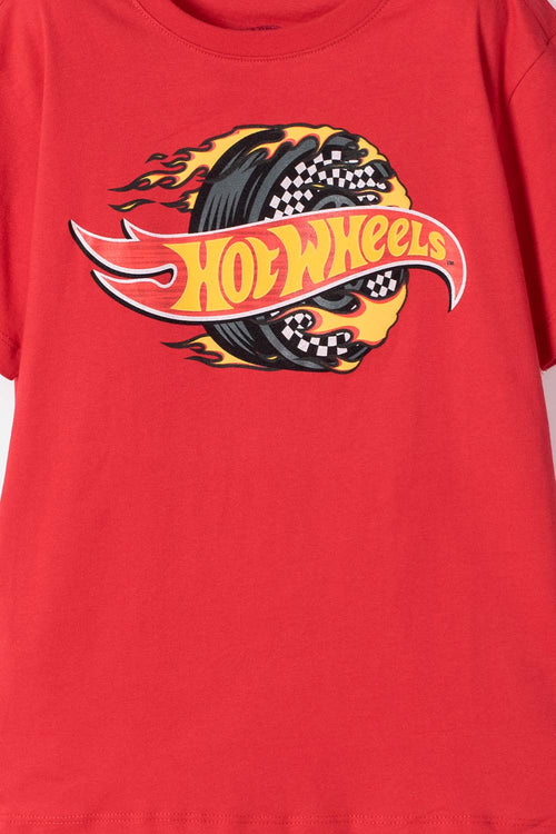 CAMISETAS DE HOT WHEELS MANGA CORTA ROJO PARA NIÑO