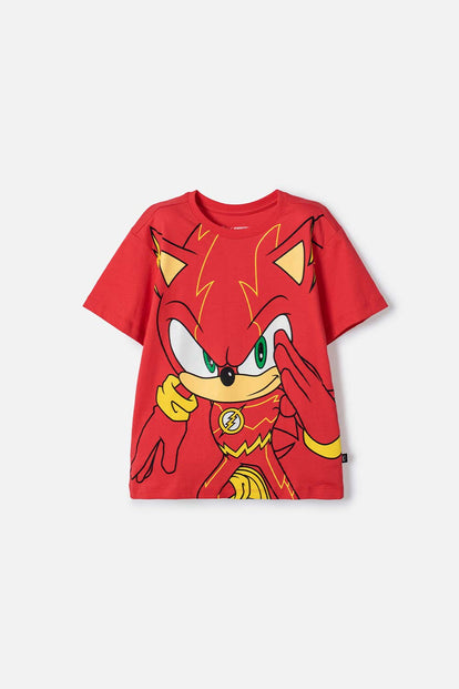 CAMISETAS DE SONIC MANGA CORTA ROJO PARA NIÑO