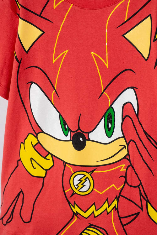 CAMISETAS DE SONIC MANGA CORTA ROJO PARA NIÑO