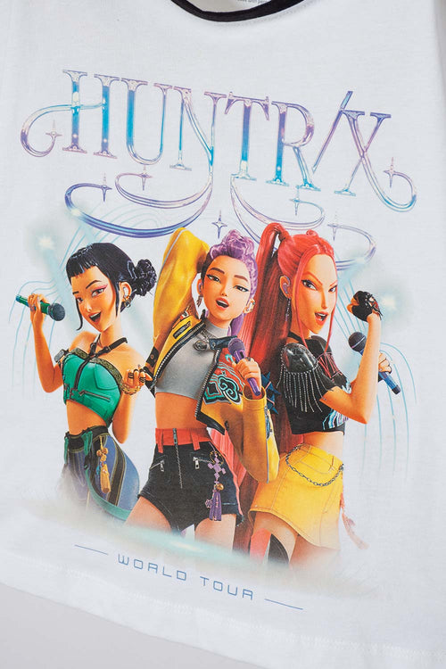 CAMISETAS DE K-POP DEMON HUNTERS MANGA CORTA BLANCO PARA NIÑA