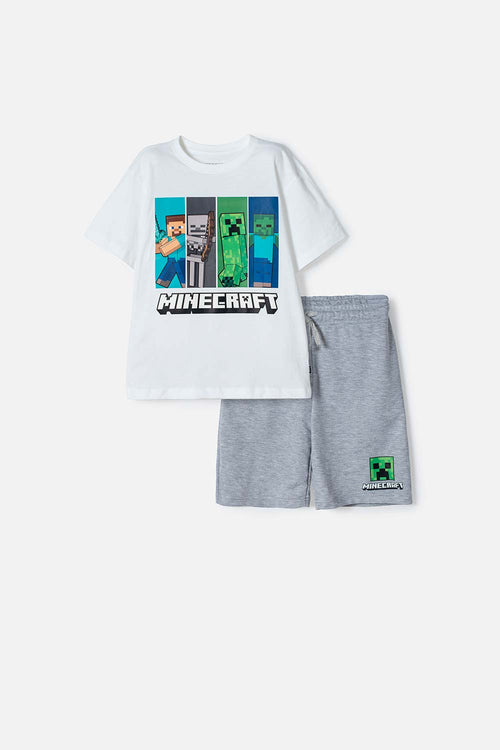 CONJUNTO DE MINECRAFT CON BERMUDA MULTICOLOR PARA NIÑO