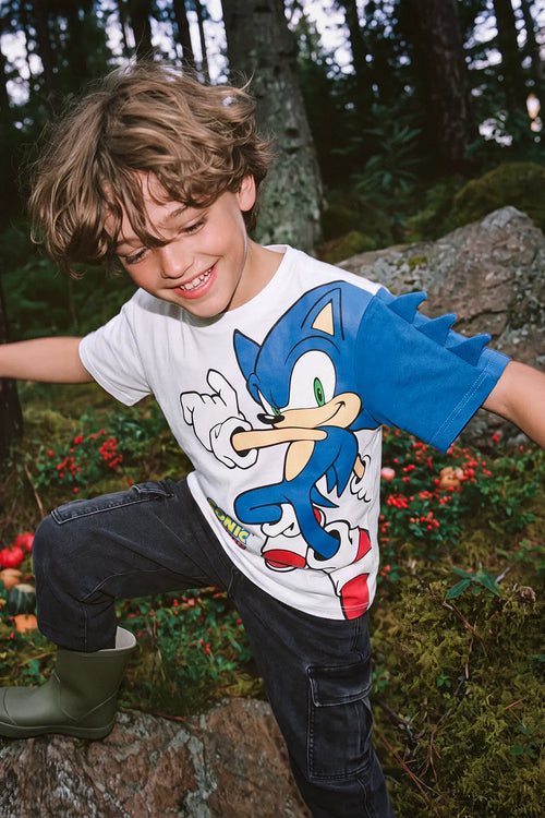 CAMISETAS DE SONIC MANGA CORTA BLANCO PARA NIÑO