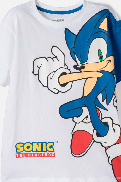 CAMISETAS DE SONIC MANGA CORTA BLANCO PARA NIÑO