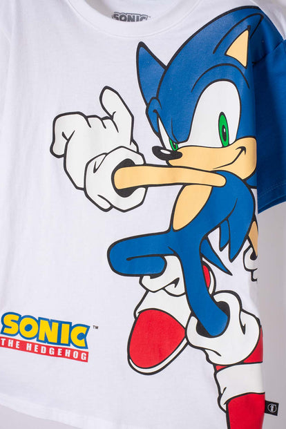 CAMISETAS DE SONIC MANGA CORTA BLANCO PARA NIÑO