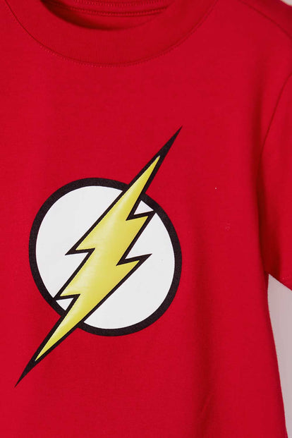 CAMISETA DE FLASH ROJA MANGA CORTA PARA NIÑO 2T A 5T