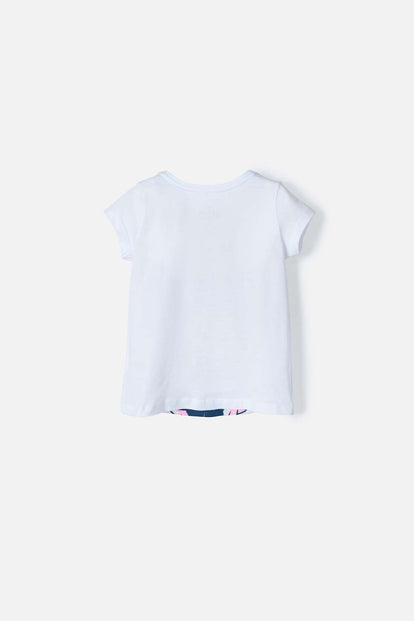 CAMISETA DE MINNIE BLANCA ESTAMPADA PARA NIÑA 2T A 5T