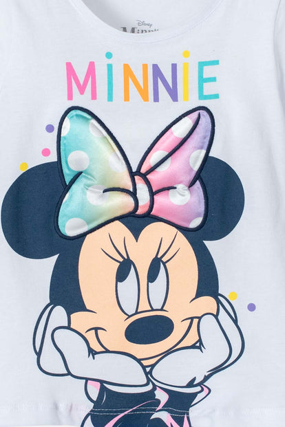 CAMISETA DE MINNIE BLANCA ESTAMPADA PARA NIÑA 2T A 5T