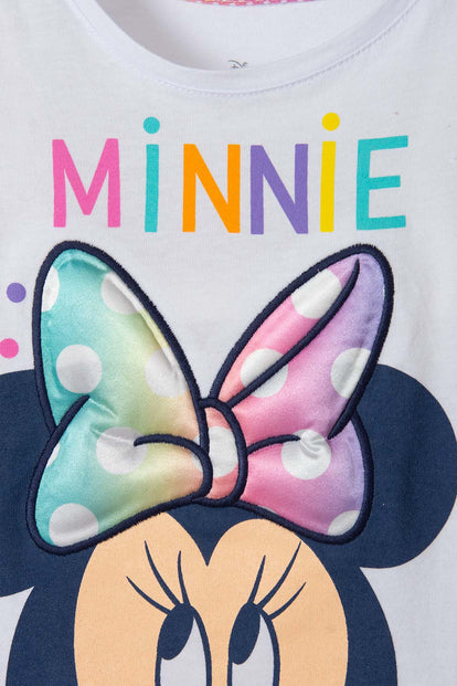 CAMISETA DE MINNIE BLANCA ESTAMPADA PARA NIÑA 2T A 5T