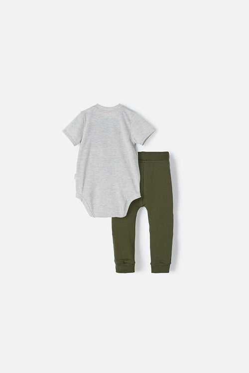 GREY AND GREEN PLUTO SET WITH BODYSUIT FOR BABY BOYS