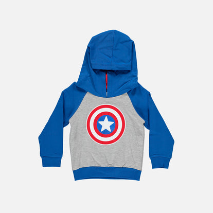 BUZO DE MARVEL ESTAMPADO GRIS Y AZUL PARA NIÑO DE 2T A 5T