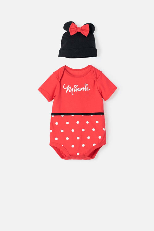 MINNIE MOUSE SHORT SLEEVE BLACK AND RED BODYSUIT FOR BABY GIRL