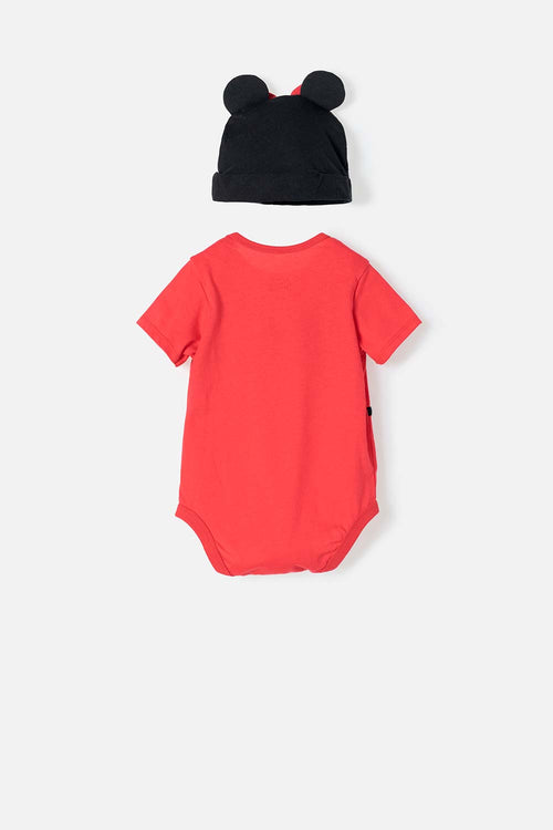 MINNIE MOUSE SHORT SLEEVE BLACK AND RED BODYSUIT FOR BABY GIRL