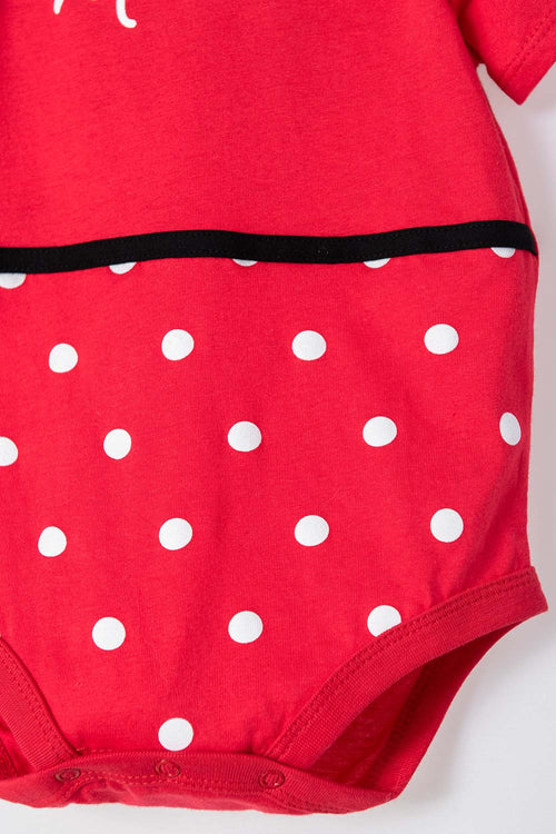 MINNIE MOUSE SHORT SLEEVE BLACK AND RED BODYSUIT FOR BABY GIRL