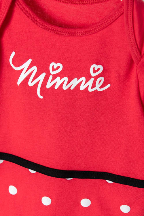 MINNIE MOUSE SHORT SLEEVE BLACK AND RED BODYSUIT FOR BABY GIRL