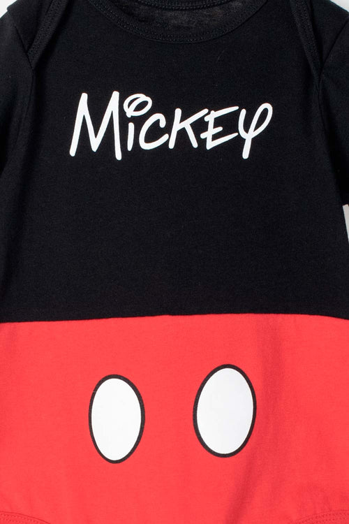 RED AND BLACK MICKEY MOUSE SHORT-SLEEVED BODYSUIT FOR BABY BOY