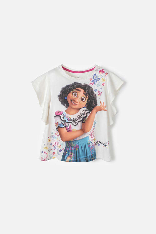 ENCANTO IVORY ROUND NECK T-SHIRT FOR GIRL 2T TO 5T