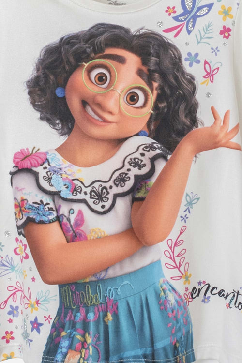 ENCANTO IVORY ROUND NECK T-SHIRT FOR GIRL 2T TO 5T