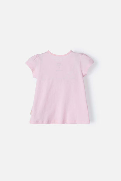 CAMISETA DE GATA MARIE MANGA CORTA ROSADA PARA NIÑA 2T A 5T
