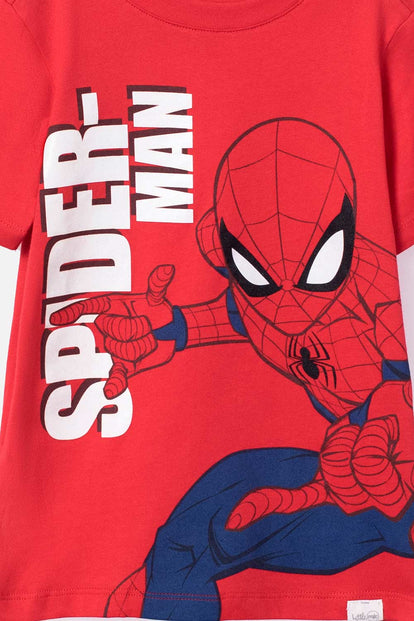 CAMISETA DE SPIDER-MAN MANGA CORTA ROJA PARA NIÑO 2T A 5T