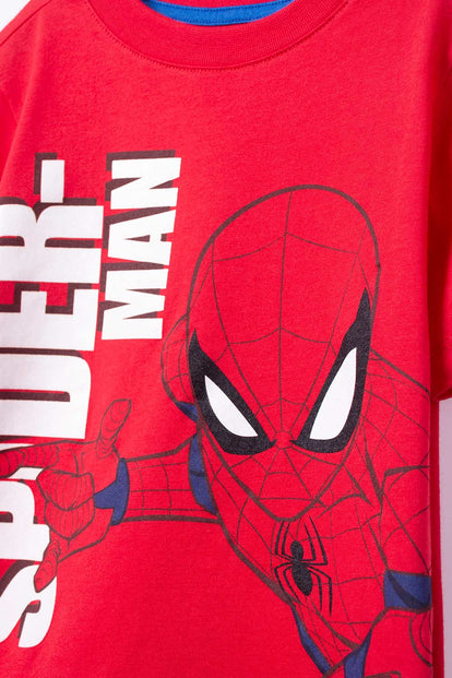 CAMISETA DE SPIDER-MAN MANGA CORTA ROJA PARA NIÑO 2T A 5T