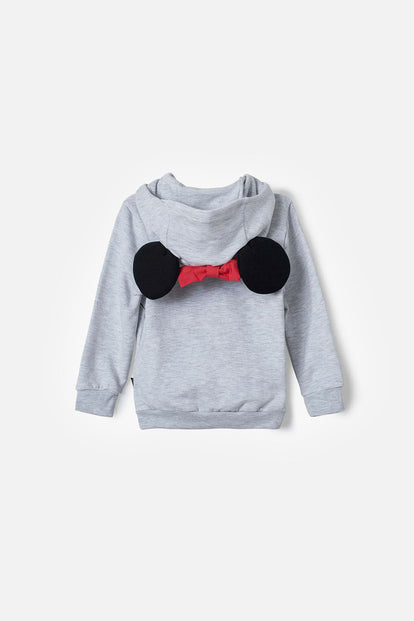 BUZO DE MINNIE MOUSE GRIS CON CAPUCHA PARA NIÑA 2T A 5T