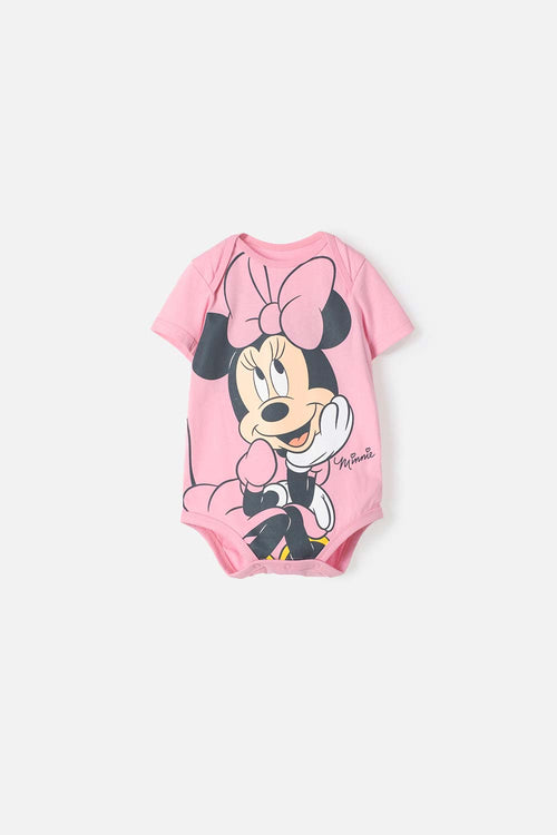 MINNIE MOUSE SHORT SLEEVE PINK BODYSUIT FOR BABY GIRL