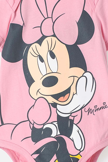 BODY DE MINNIE MOUSE MANGA CORTA ROSADO PARA BEBÉ NIÑA