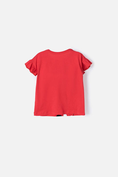 GIRLS' MINNIE MOUSE RED PRINTED T-SHIRT FOR AGES 2T TO 5T