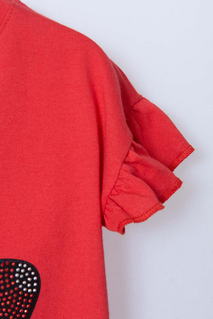 GIRLS' MINNIE MOUSE RED PRINTED T-SHIRT FOR AGES 2T TO 5T