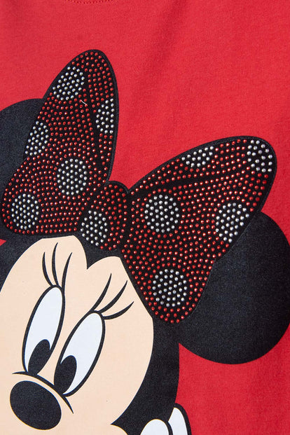 GIRLS' MINNIE MOUSE RED PRINTED T-SHIRT FOR AGES 2T TO 5T