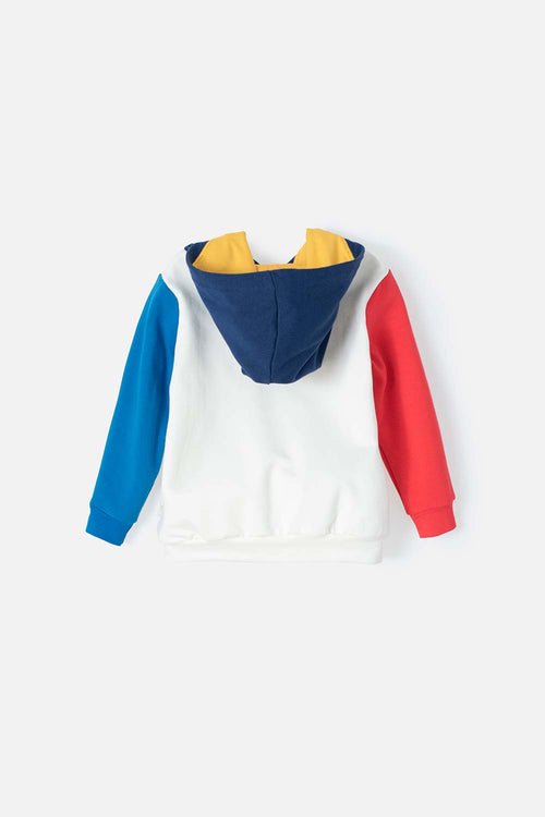 TODDLER BOY'S WHITE, RED, YELLOW, AND BLUE MICKEY MOUSE HOODIE SIZE 2T-5T