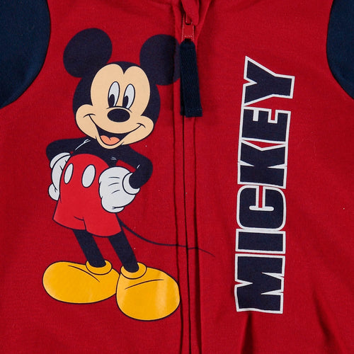 RED AND DARK BLUE MICKEY MOUSE HOODED SWEATER FOR BABY BOY
