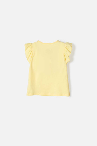 CAMISETA MINNIE MOUSE MANGA CORTA AMARILLA PARA NIÑA 2T A 5T
