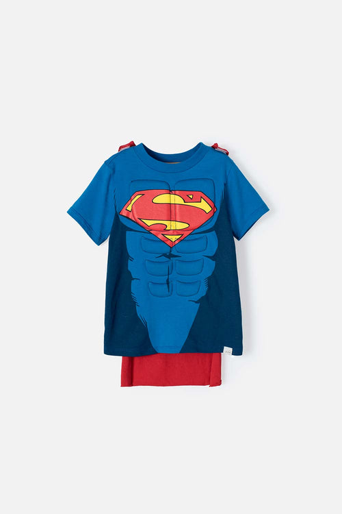 SUPERMAN T-SHIRT WITH REMOVABLE CAPE FOR BOYS 2T-5T