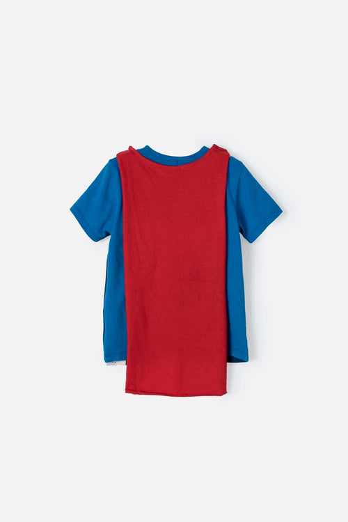 SUPERMAN T-SHIRT WITH REMOVABLE CAPE FOR BOYS 2T-5T