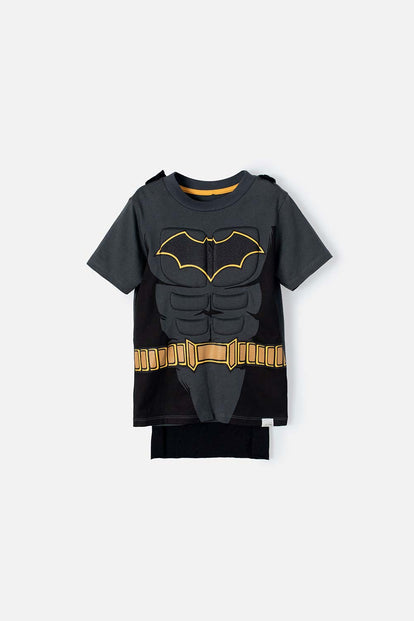 CAMISETA DE BATMAN CON CAPA REMOVIBLE PARA NIÑO DE 2T A 5T