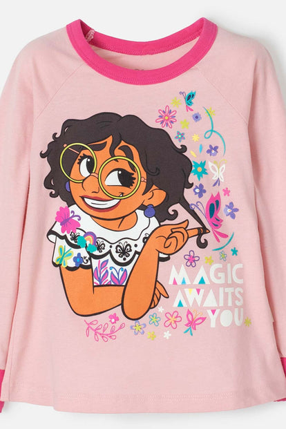 PIJAMA DE ENCANTO CON PATALÓN LARGO ROSADO PARA NIÑA 2T A 5T