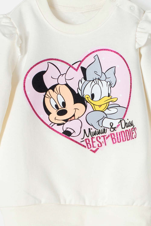 MINNIE MOUSE IVORY AND PINK LONG-SLEEVED SET FOR BABY GIRLS