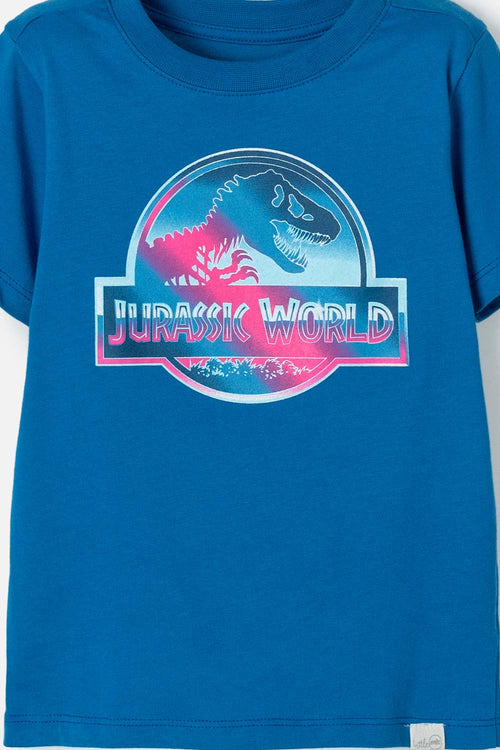 JURASSIC WORLD SHORT SLEEVE BLUE T-SHIRT FOR BOYS SIZES 2T TO 5T